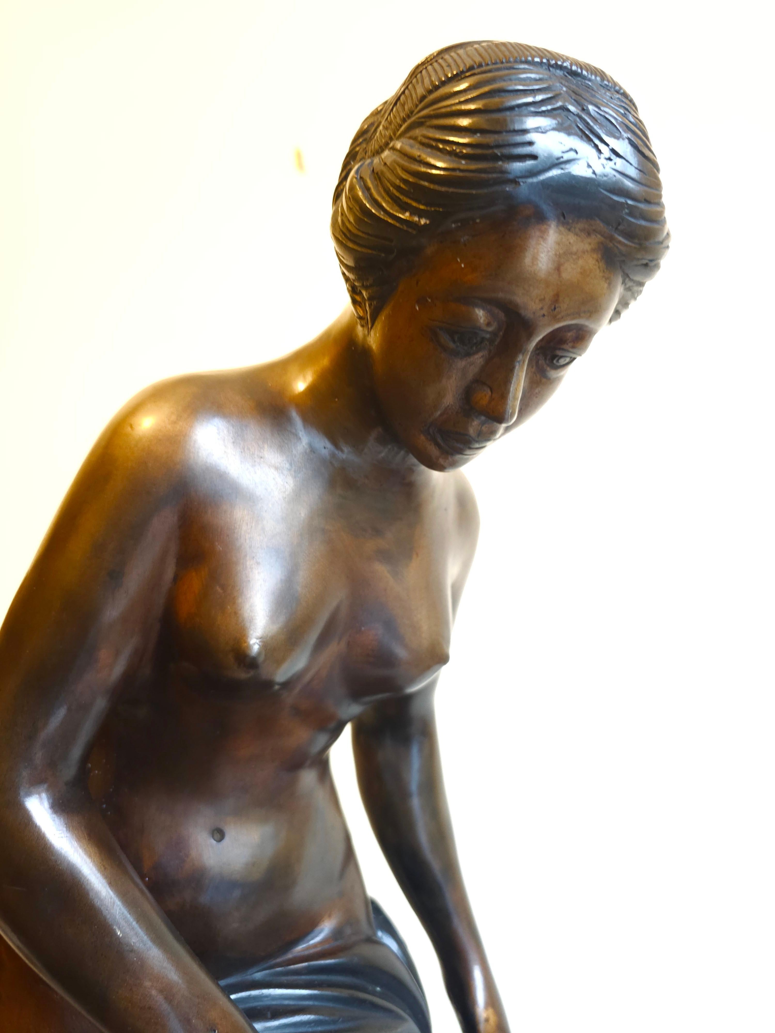 French Etienne Falconet  1716-1796 La Baigneuse (The Bather) Diana Sculpture   For Sale