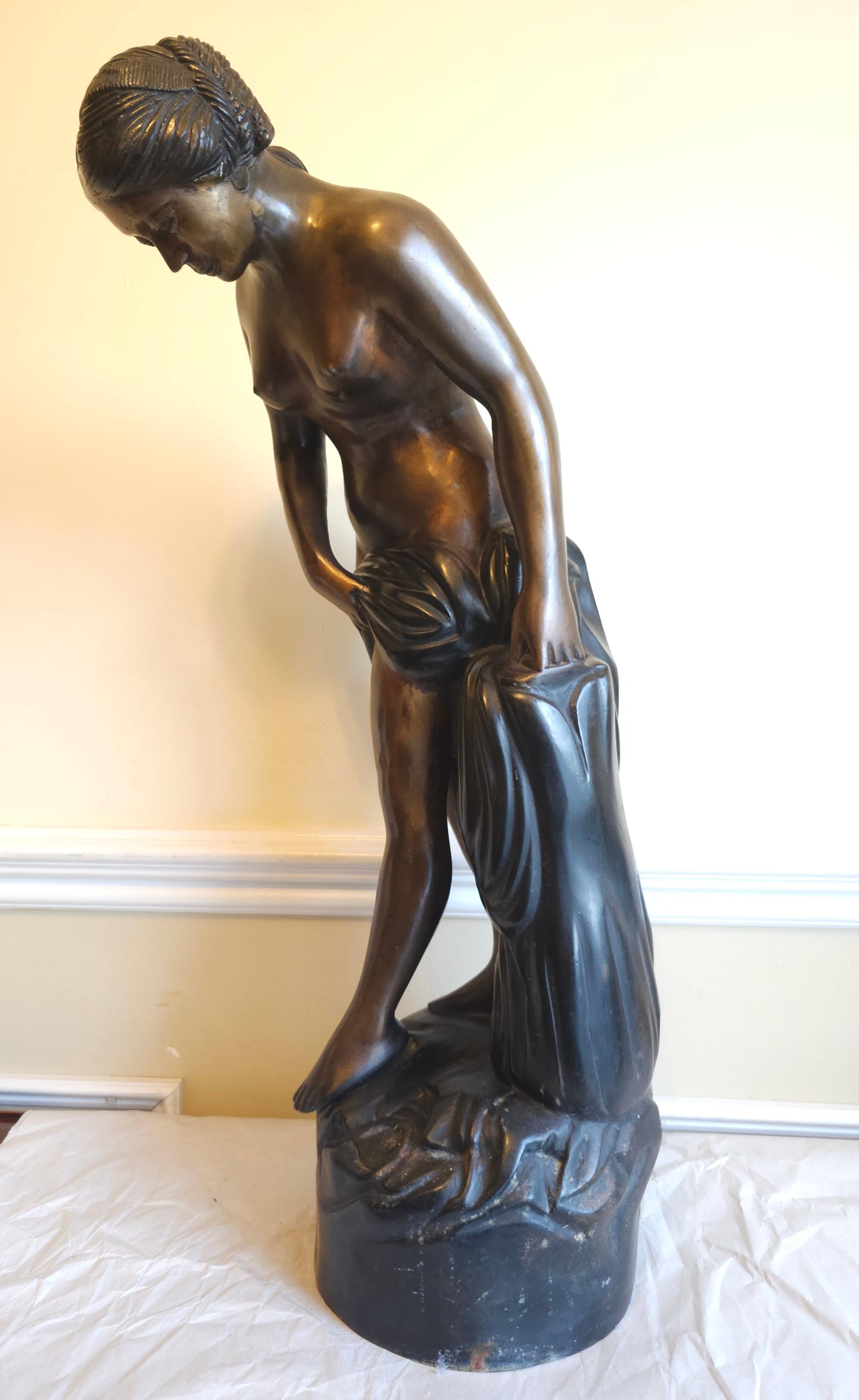 Etienne Falconet  1716-1796 La Baigneuse (The Bather) Diana Sculpture   In Good Condition For Sale In Germantown, MD