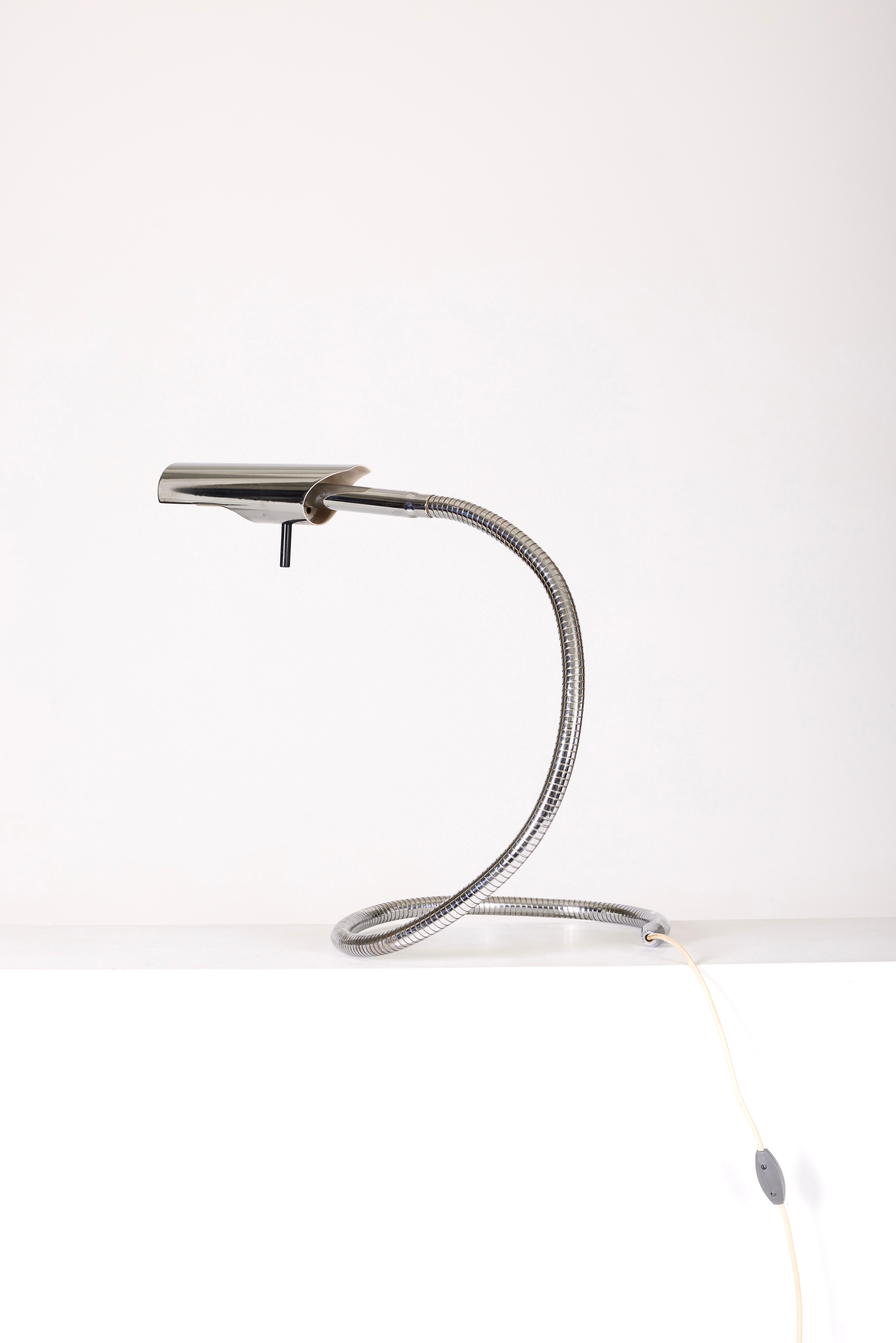 20th Century Etienne Fermigier Aluminum Table Lamp For Sale