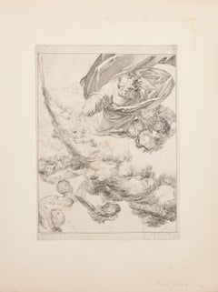 Angels - Original Etching by E. Fessard - 1748
