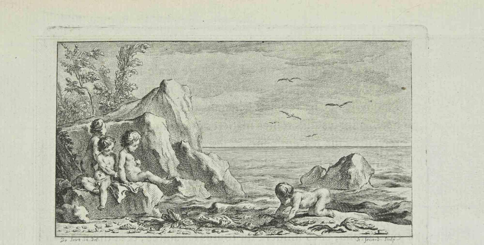 Etienne Fessard Figurative Print - Landscape - Etching by Étienne Fessard - 1771