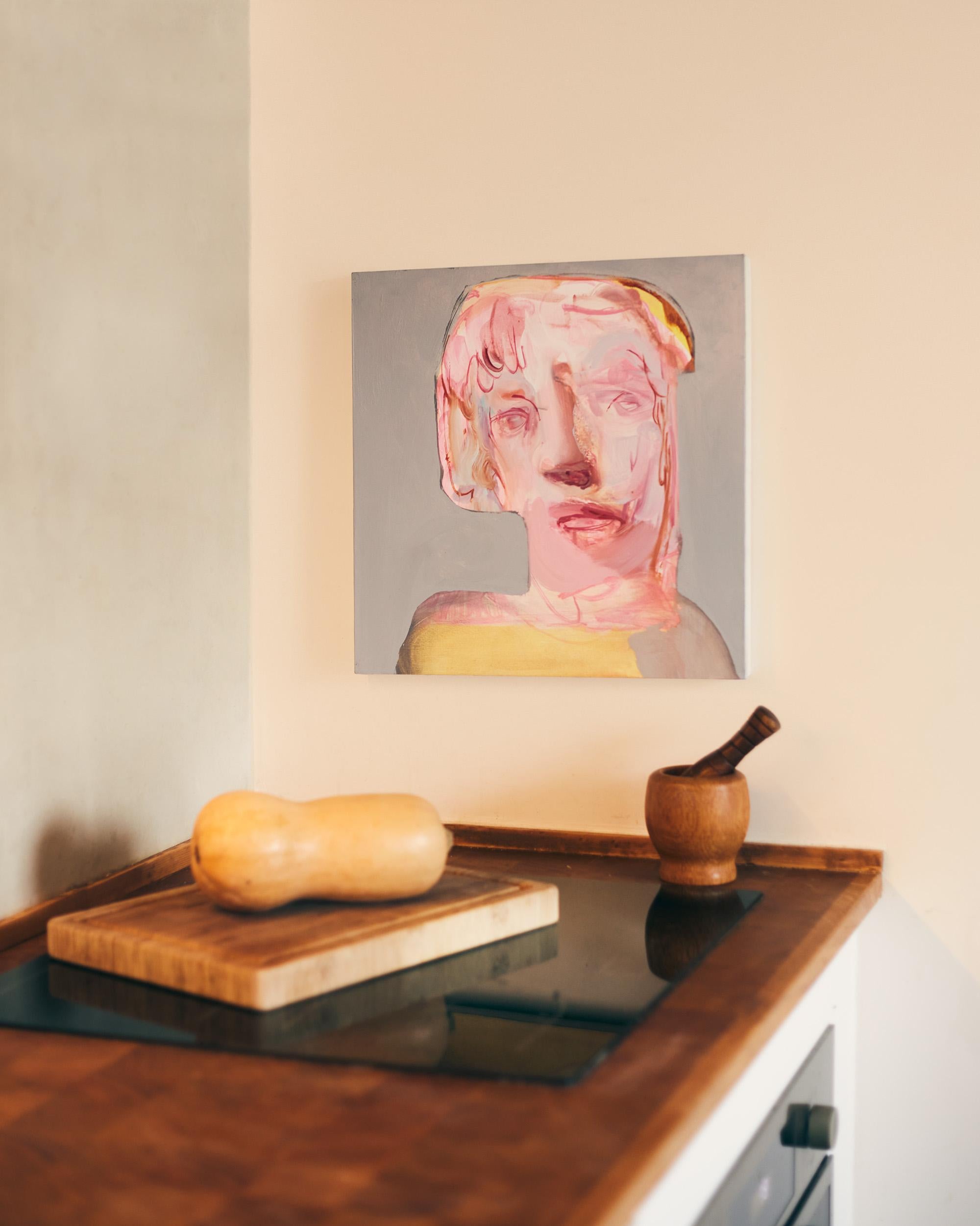 Jeune Frau blonde – zeitgenössisches Porträtgemälde in Öl auf Leinwand, 2020 – Painting von Etienne François