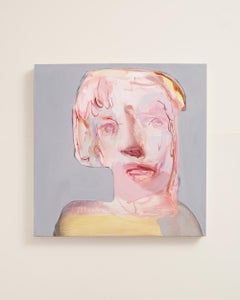 Jeune femme blonde - Retrato contemporáneo al óleo sobre lienzo, 2020
