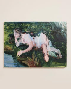 Jeune fille au bord de l'eau - Contemporary Oil On Canvas Portrait, 2018