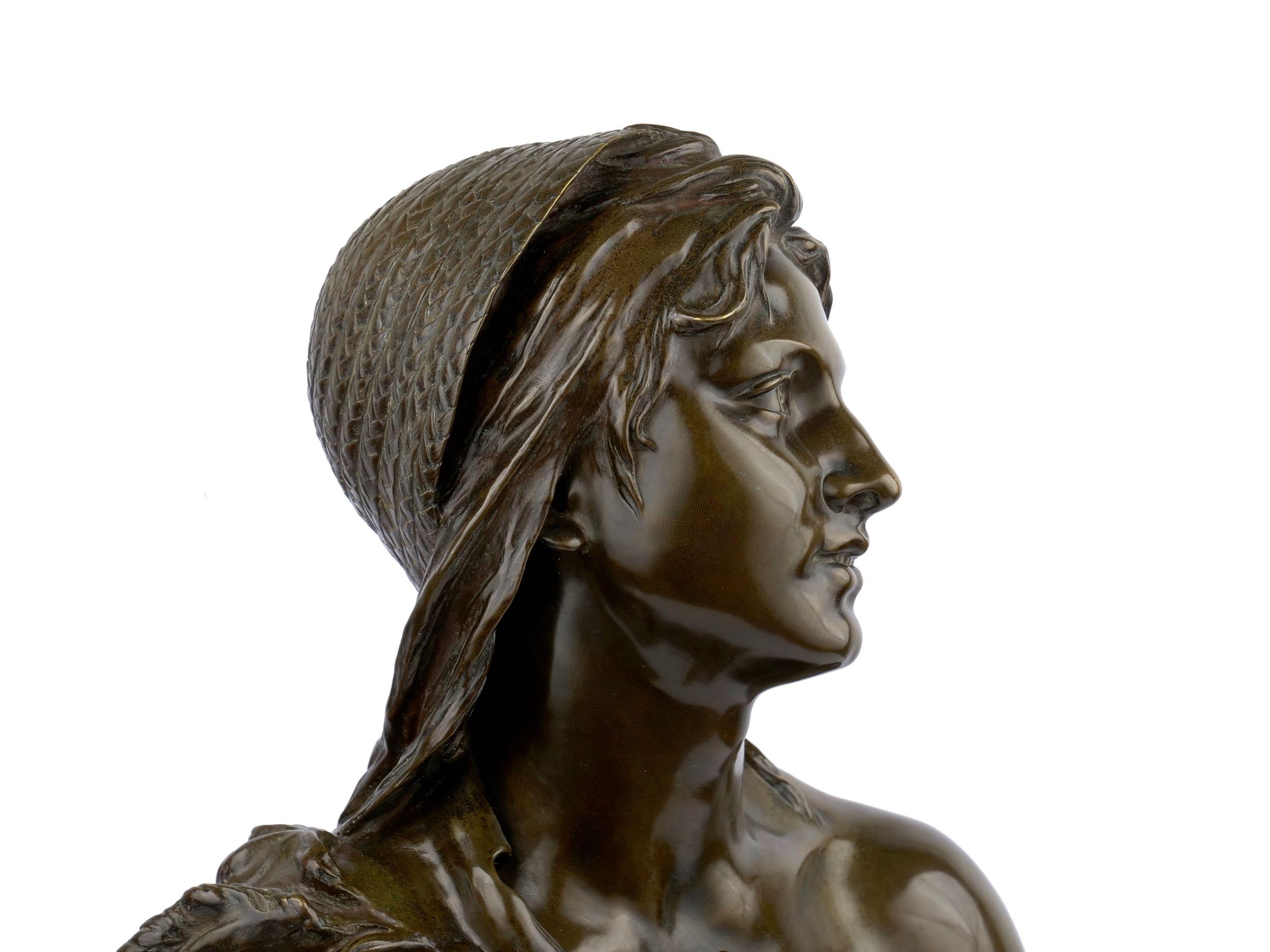 Etienne Henri Dumaige Antique Bronze Sculpture Bust 