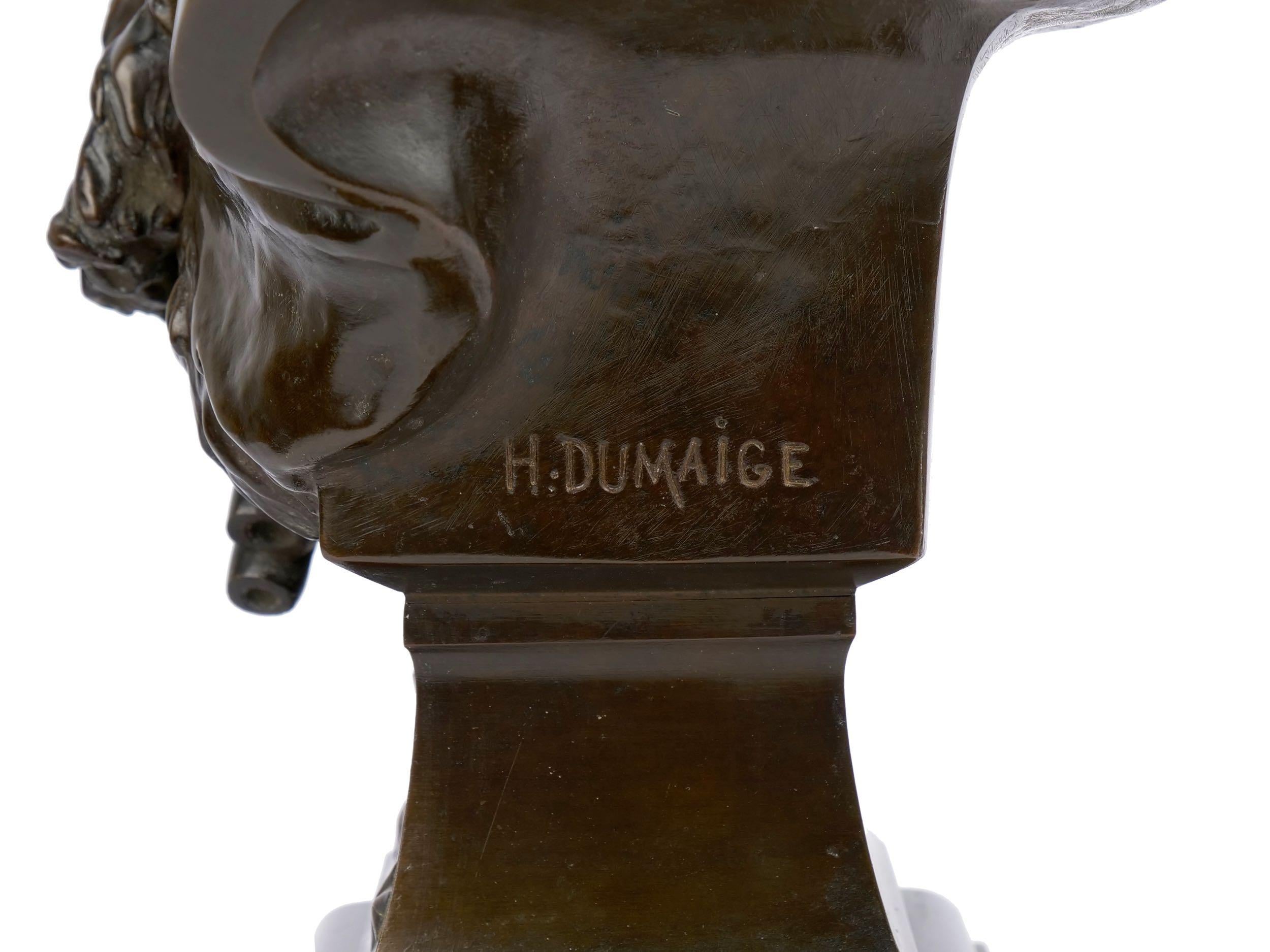 Etienne Henri Dumaige Antique Bronze Sculpture Bust 