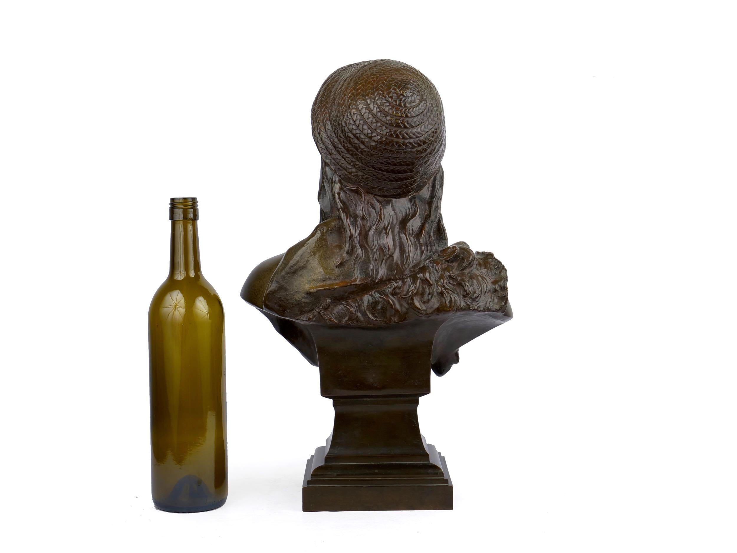 French Etienne Henri Dumaige Antique Bronze Sculpture Bust 