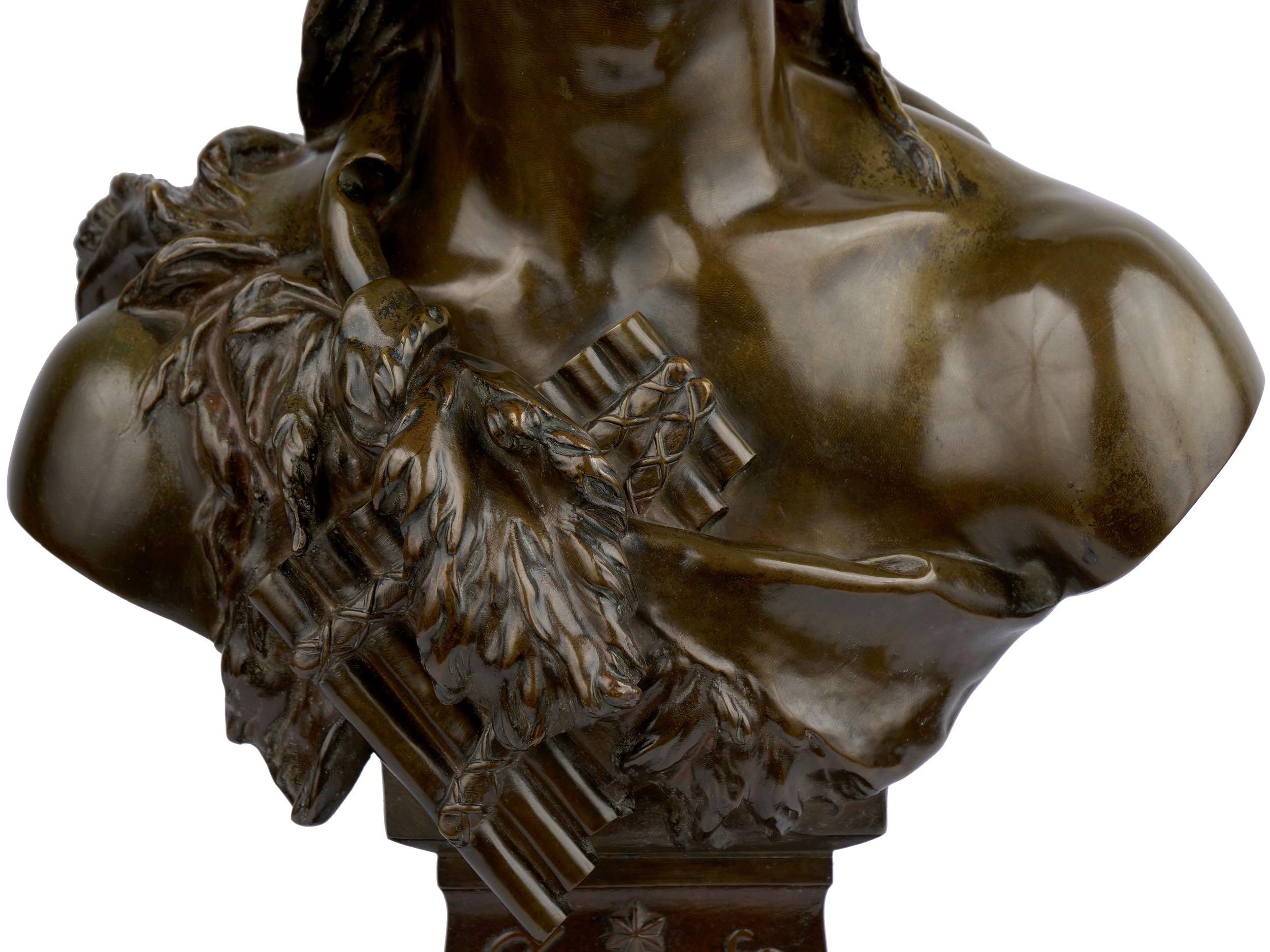 19th Century Etienne Henri Dumaige Antique Bronze Sculpture Bust 