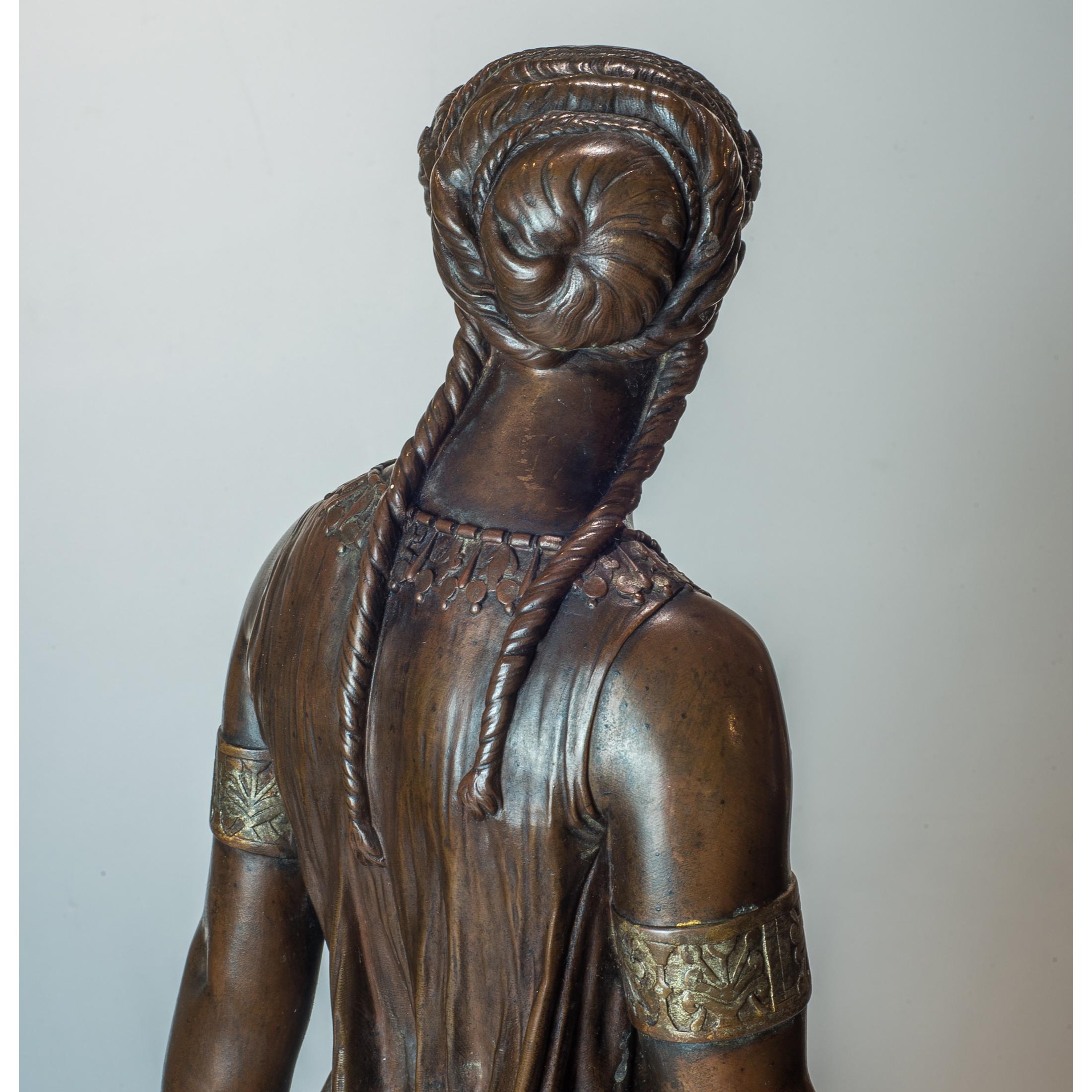 Étienne Dumaige Bronze Statue of an Egyptian Princess - Gold Figurative Sculpture by Etienne Henri Dumaige