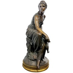 "La Nuit" The Night Bronze Female Figural Statue of Psyche
