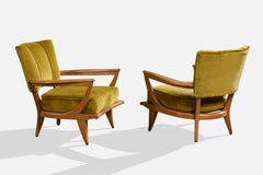 Etienne-Henri Martin, sillones de descanso, madera, terciopelo, Francia, década de 1950