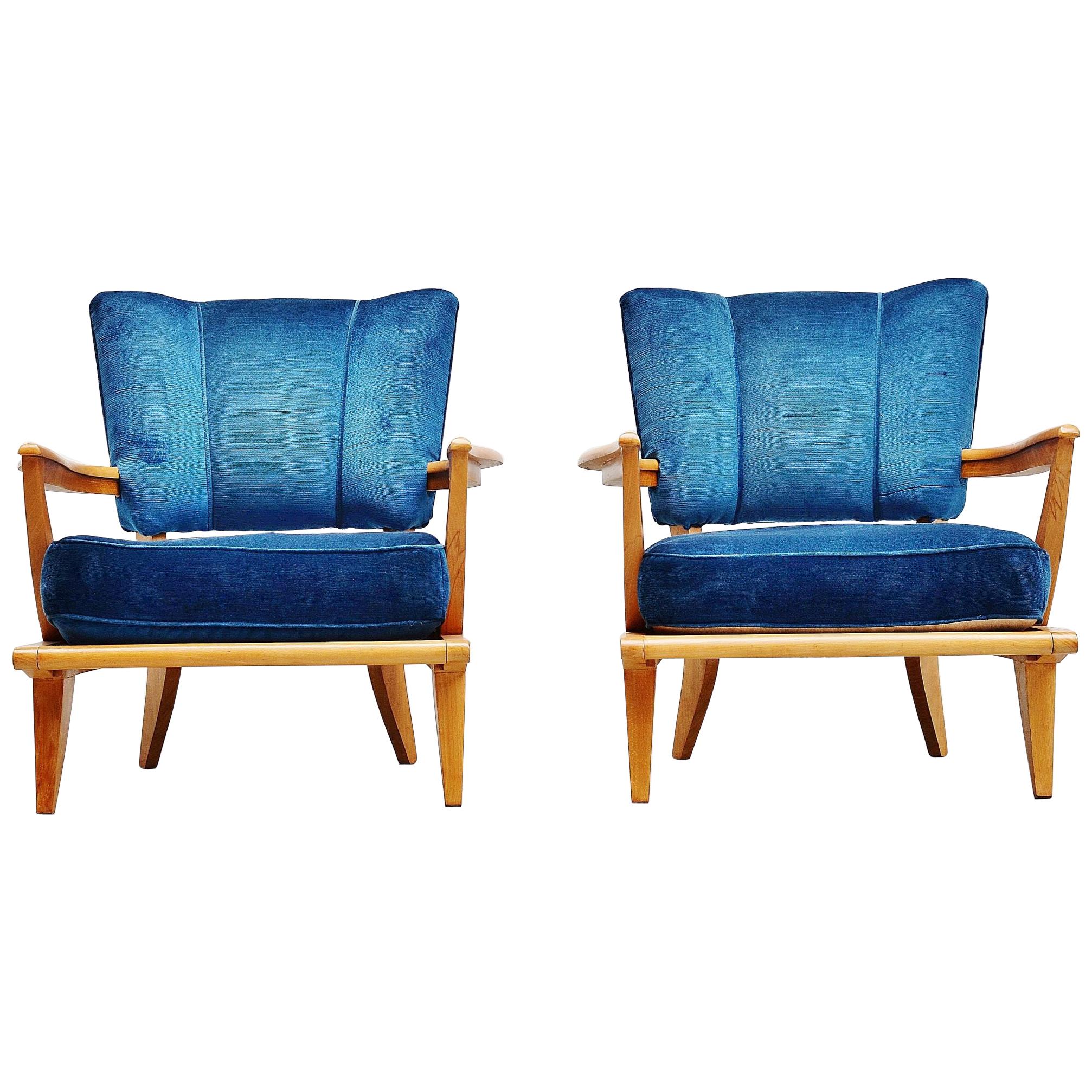 Etienne-Henri Martin SK40 Lounge Chairs Steiner 1952 Blue