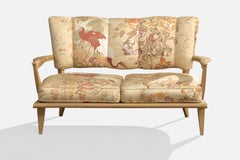 Etienne-Henri Martin, Sofa, Wood, Silk, France, 1950s