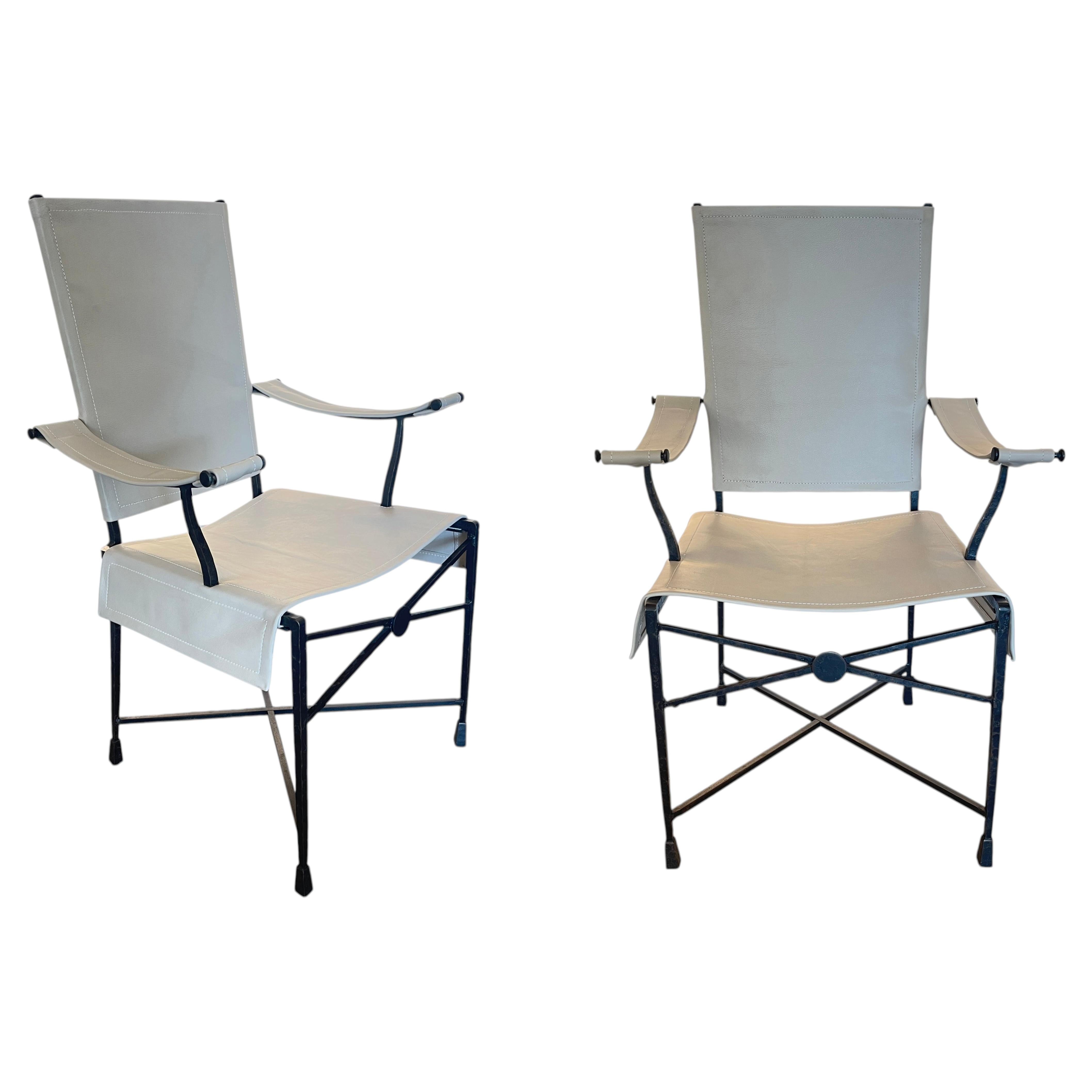 Mid century pair of wrought iron chairs by Etienne Kohlmann France 1948. For Sale