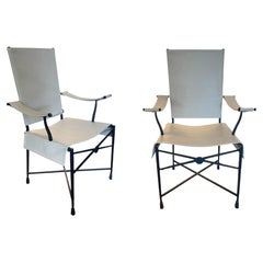 Etienne Kohlmann Exceptional Mid century pair of Wrought iron chairs France 1948
