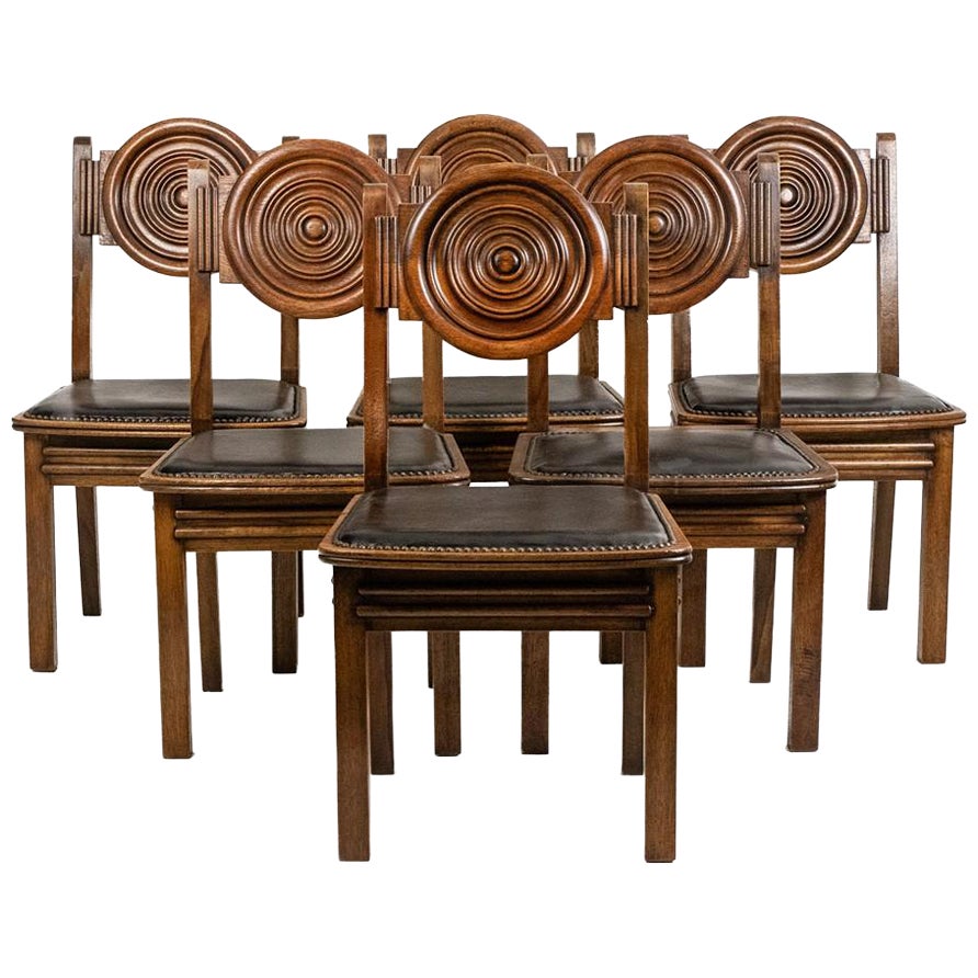 Étienne Kohlmann. Set of 6 Modernist-style chairs. 1960s. For Sale