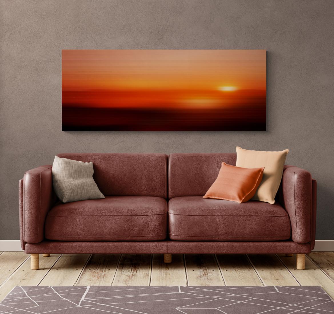 Day - red, orange, sunrise, dawn, abstracted landscape, photography on dibond - Contemporary Photograph by Etienne Labbe