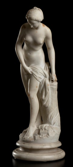 Figurativer Akt Weiße Alabaster-Skulptur der Venus in Bath nach Falconet 19