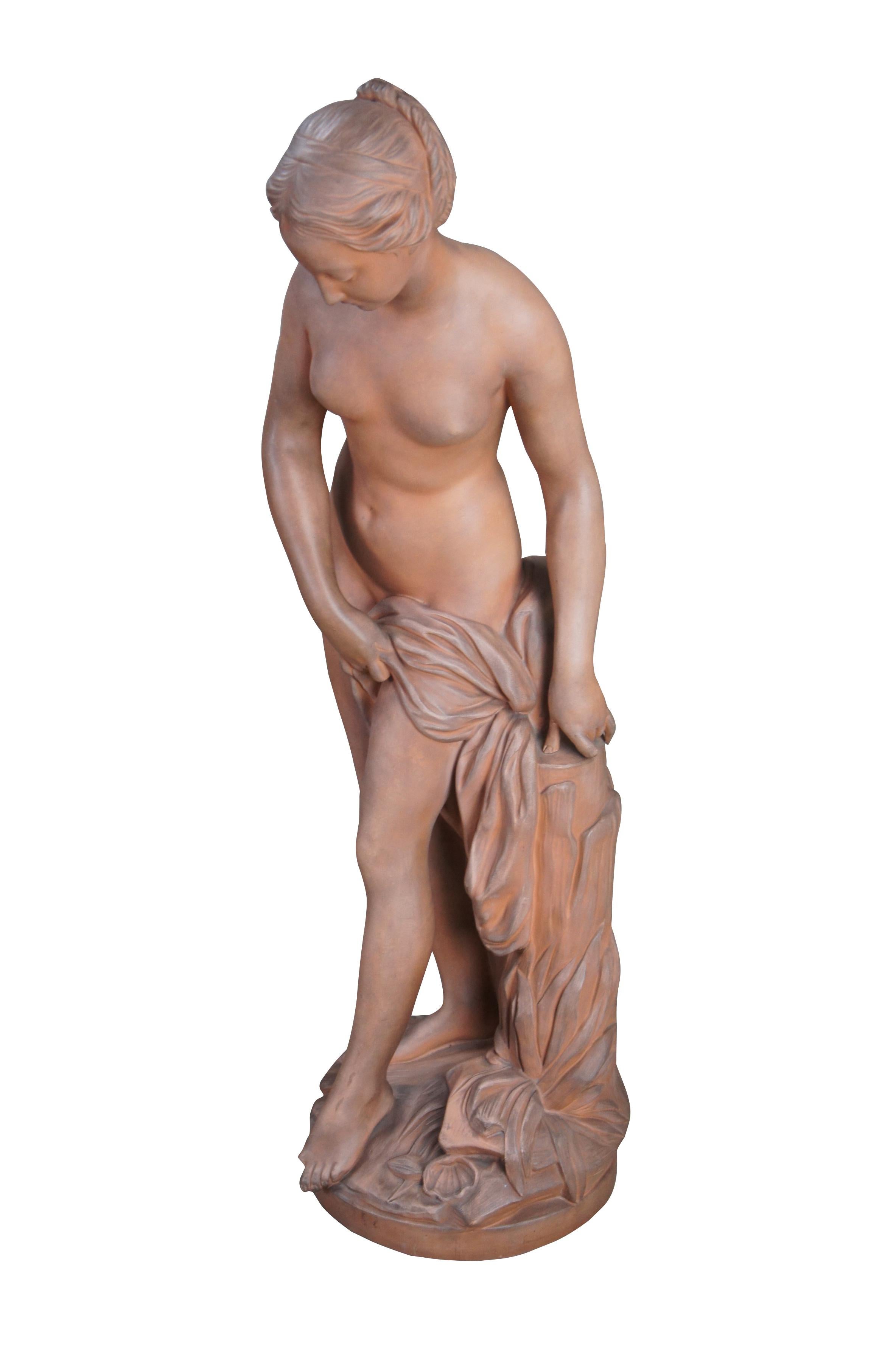 Neoclassical Etienne Maurice Falconet Terracotta Nude Baigneuse Bathing Woman Statue 31