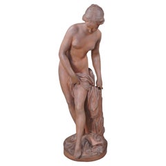 Etienne Maurice Falconet Statue de femme de bain baigneuse nue en terre cuite 31 po