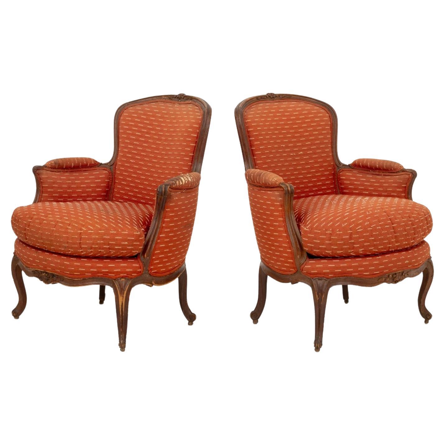 Par de Bergeres Luis XV de Madera de Haya Etienne Meunier en venta