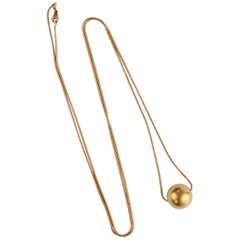 Etienne Perret Diamond Gold Ball Necklace on Long Chain