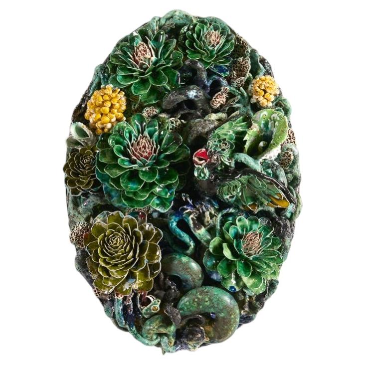 Etienne Pottier, Oval Wall-mounted Glazed Ceramic Sculpture, France, 2025