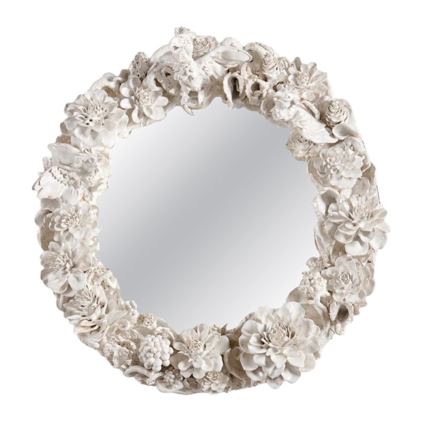 Etienne Pottier, Round Wall-mounted Glazed Ceramic Mirror, France, 2025