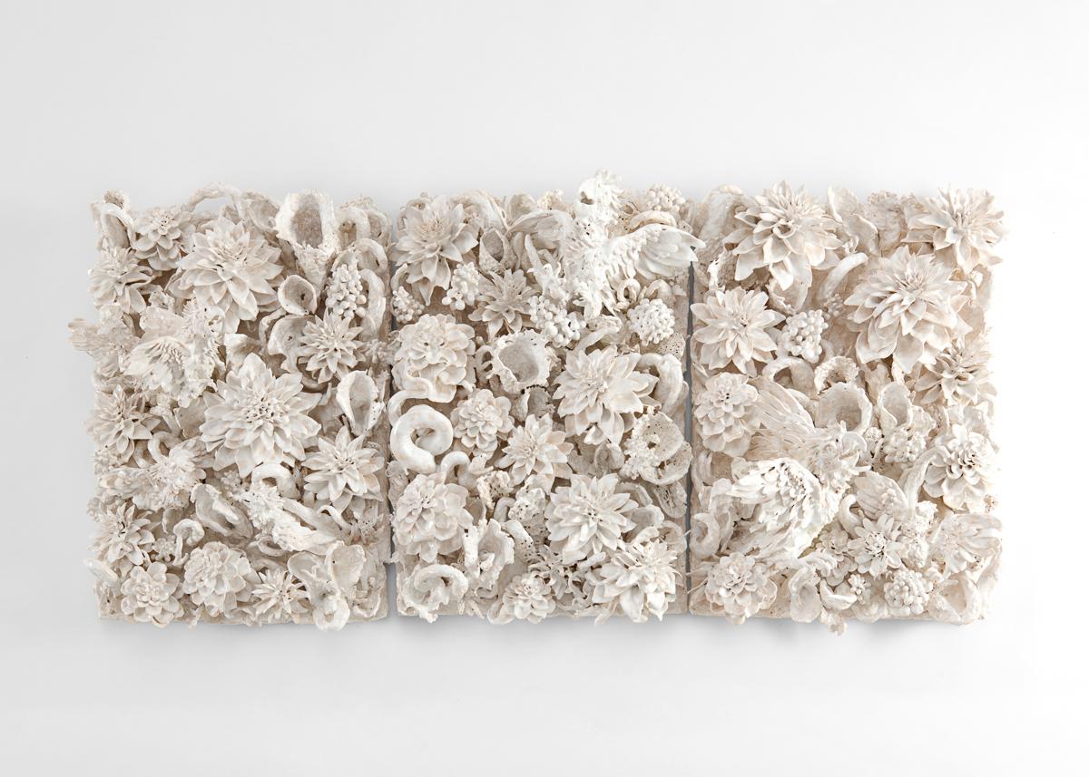 Étienne Pottier is drawn to the surprising, unpredictable character of ceramics, and his works are, perhaps by consequence, fantastical. The universe he creates is one of legends and contemporary myth, in which symbols, as well as their