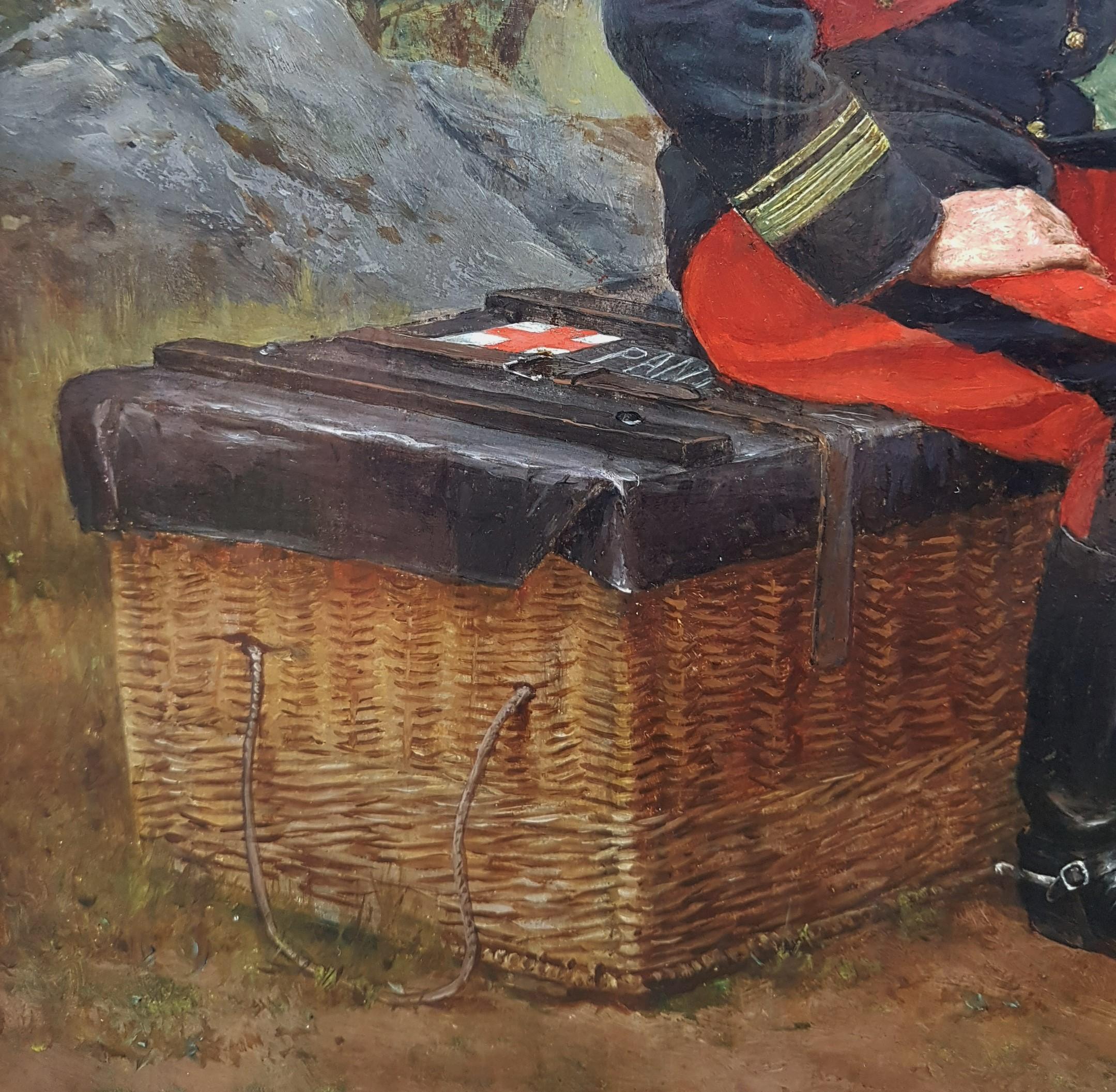 Gemälde Salon BERNE-BELLECOUR Porträt Militärisches Ölholz des 20. medizinischen Offiziers im Angebot 3