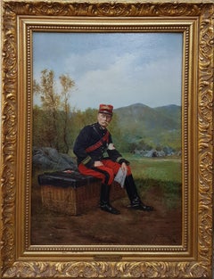 Peinture Salon BERNE-BELLECOUR - Portrait à l'huile - Bois militaire - 20ème officier médical