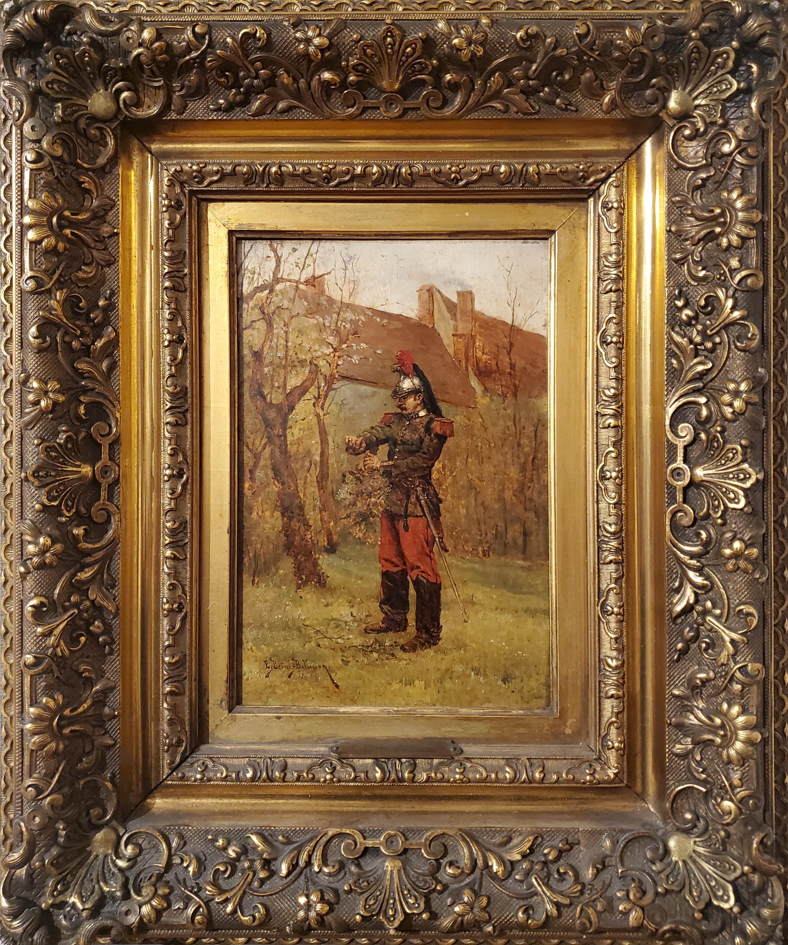 Étienne Prosper Berne-Bellecour Landscape Painting - French Soldier Standing In An Autumn Landscape
