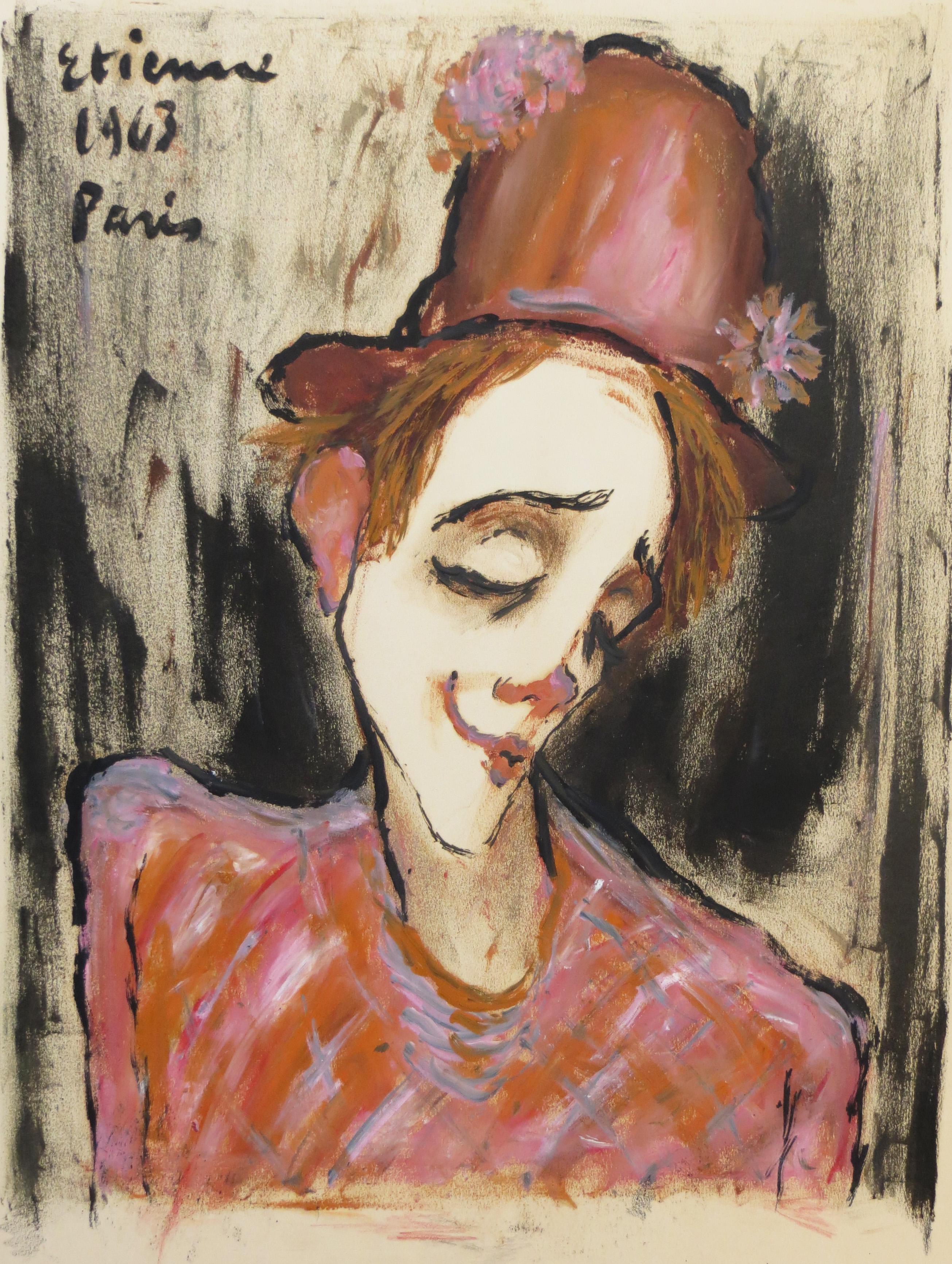 Roger Etienne Portrait Painting - Portrait of a Clown