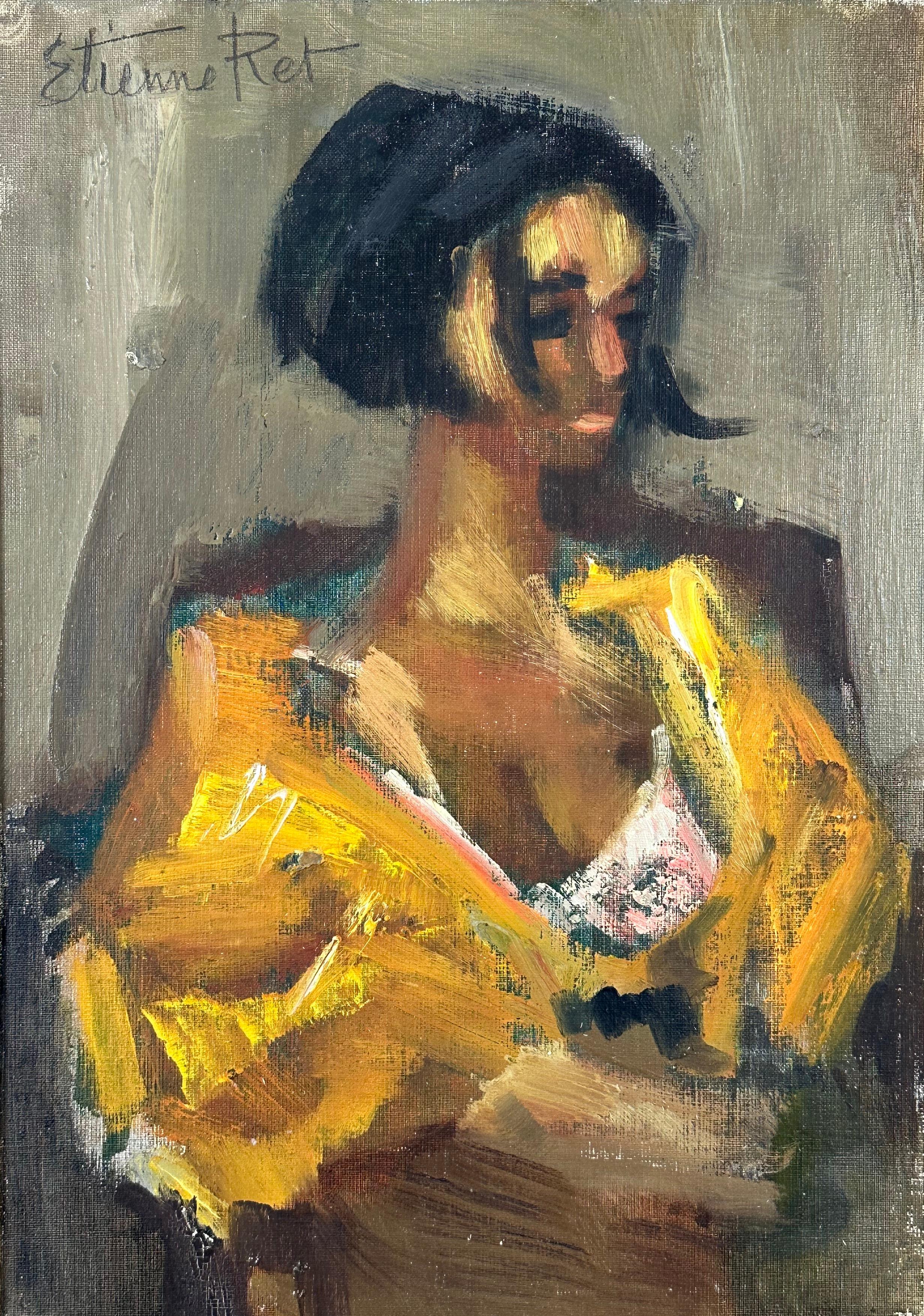Portrait of a Young Woman - Painting by Etienne Ret