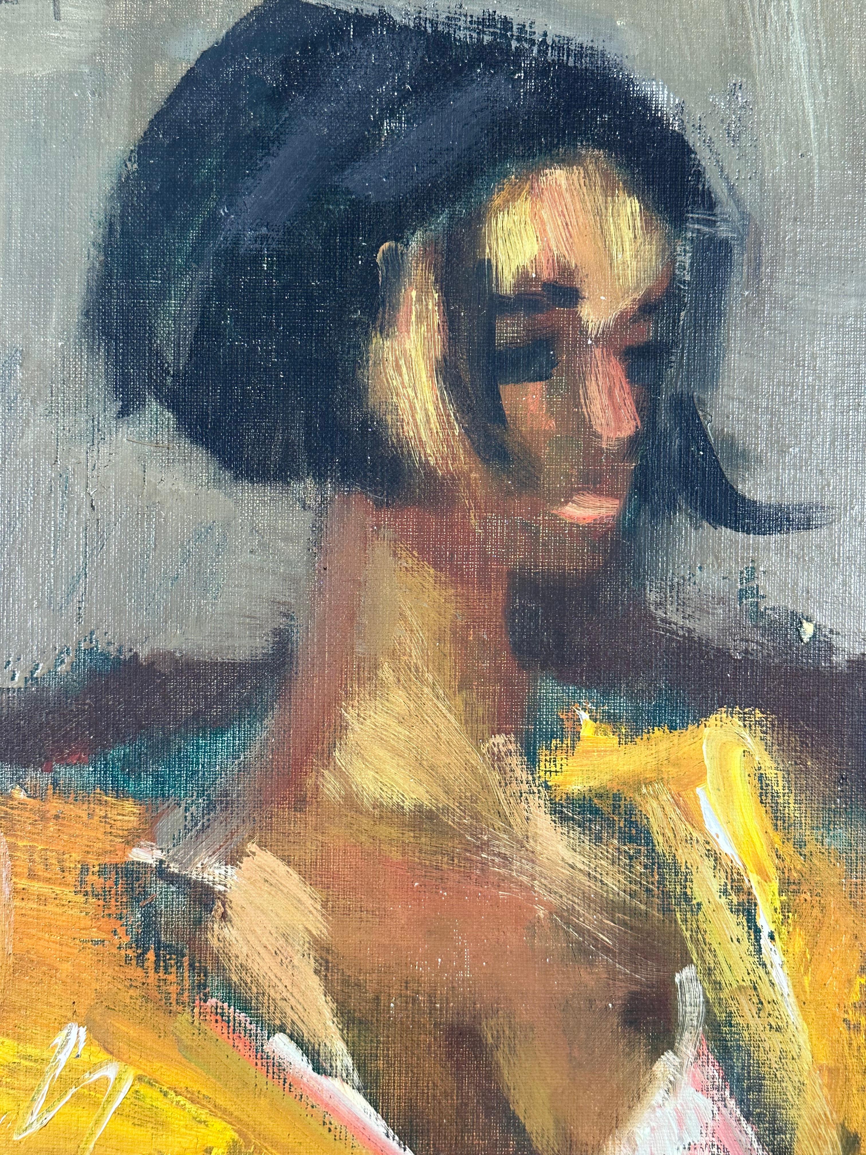 Ritratto di una giovane donna - Painting Astratto di Etienne Ret