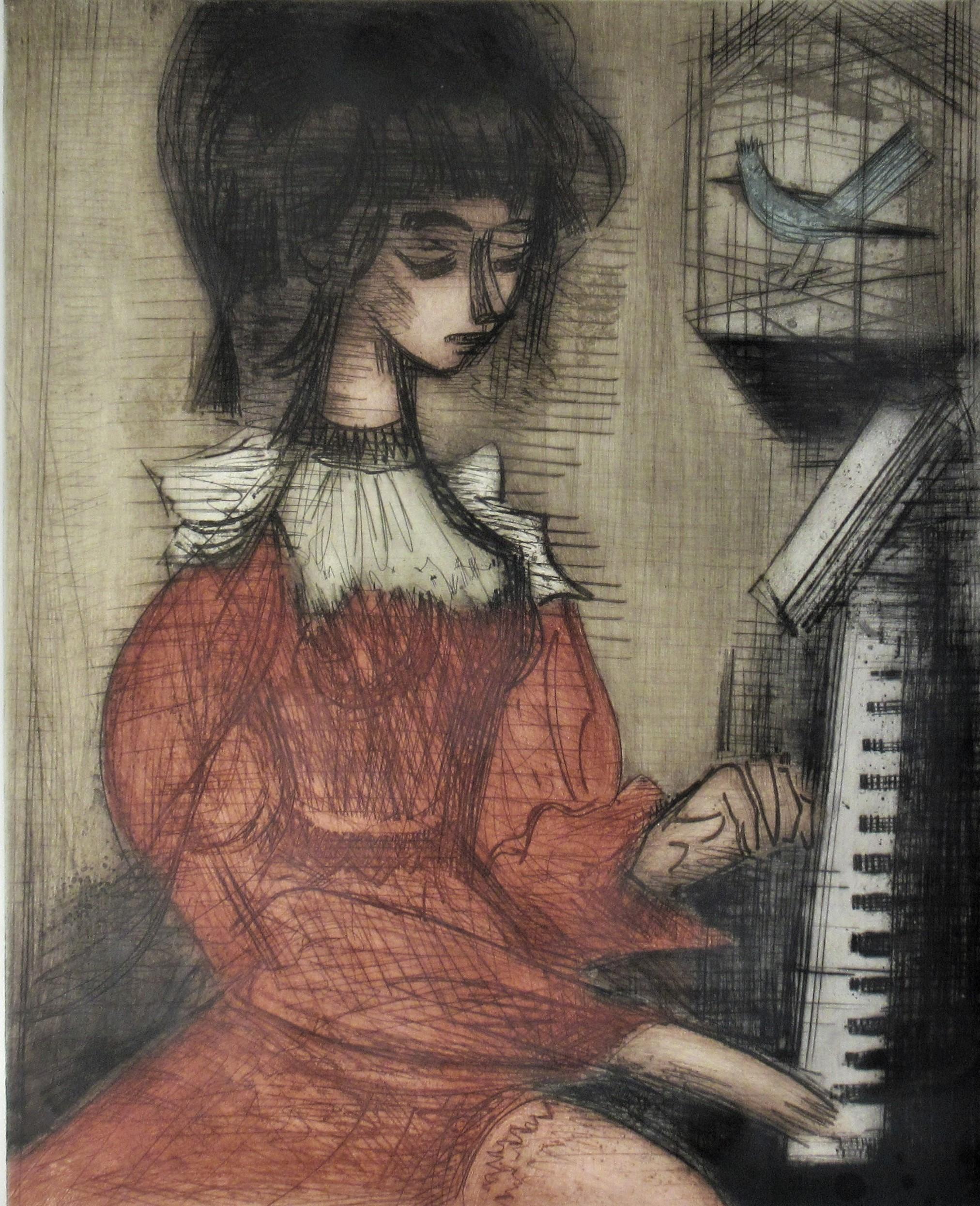 La Pianiste (epuise) - Print Impresionista de Etienne Ret