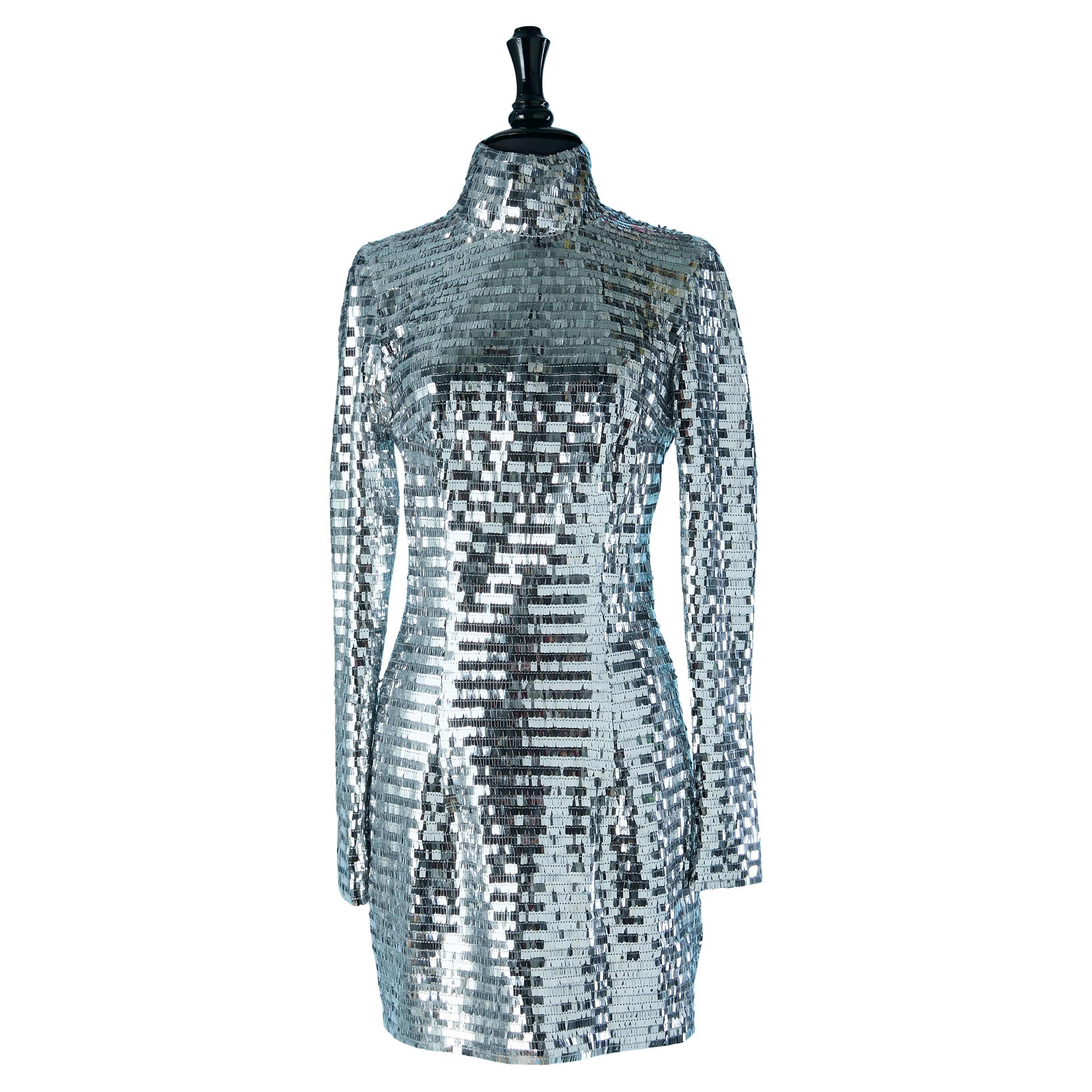 Etincellante silver sequin cocktail dress AZZARO