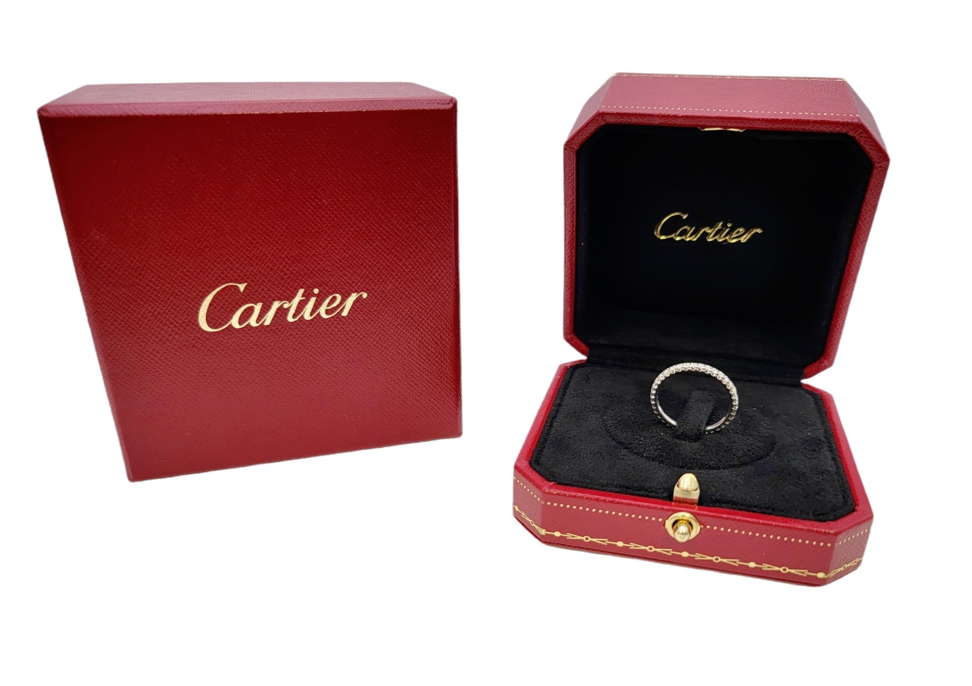 Etincelle de Cartier 18 Karat Gold Pave Diamond Eternity Wedding Band Ring 51 For Sale 6