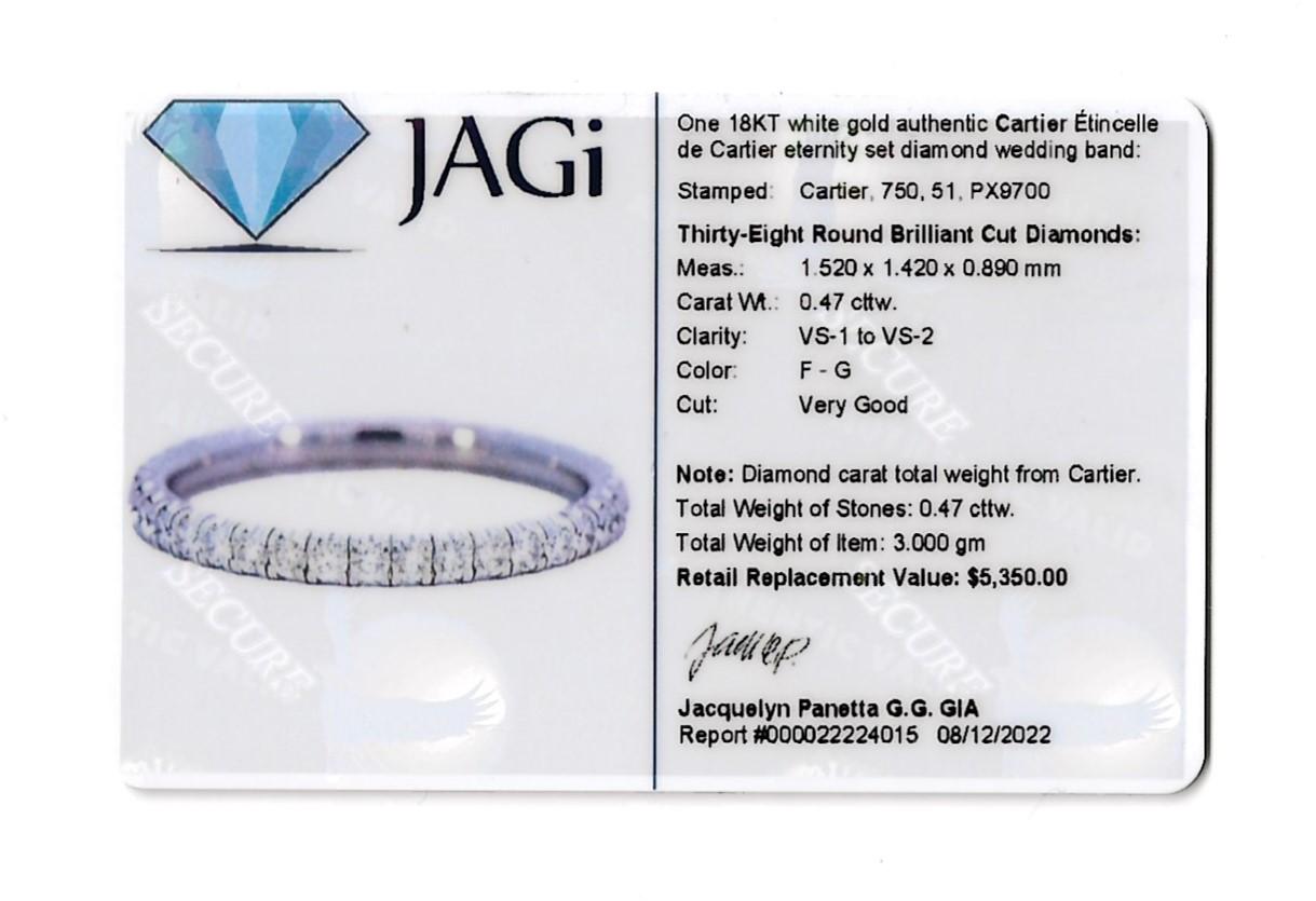 Etincelle de Cartier 18 Karat Gold Pave Diamond Eternity Wedding Band Ring 51 For Sale 8