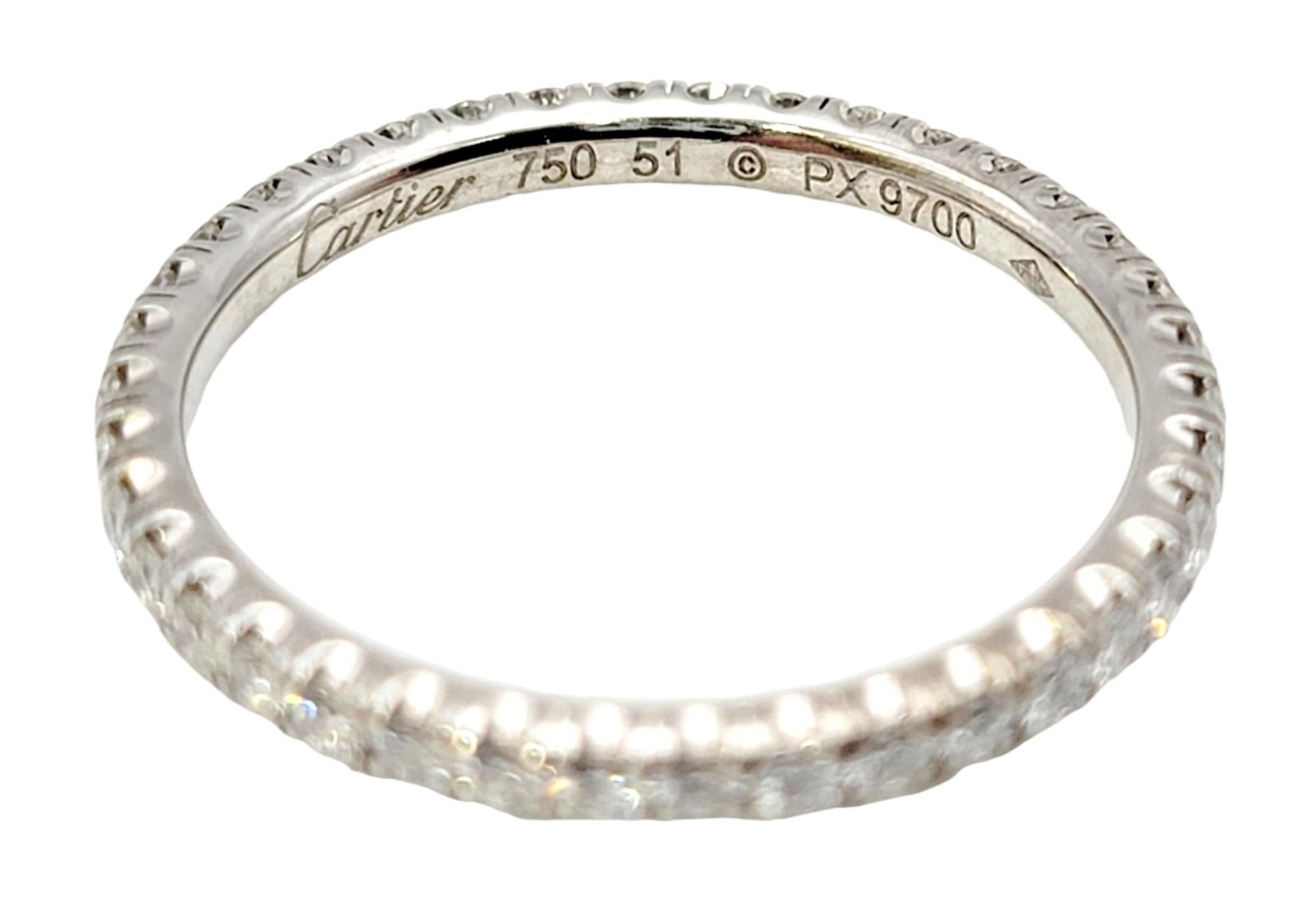 Round Cut Etincelle de Cartier 18 Karat Gold Pave Diamond Eternity Wedding Band Ring 51 For Sale