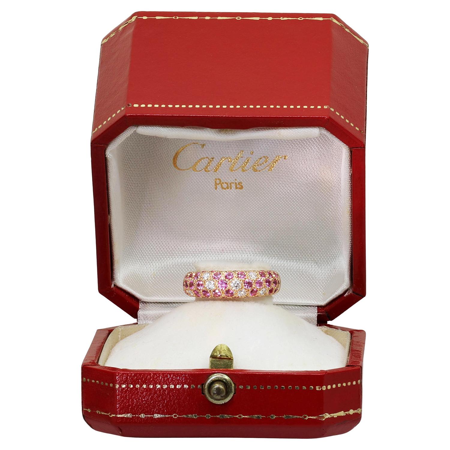 Étincelle De Cartier Diamant Rosa Saphir Rose Gold Band Ring (Brillantschliff) im Angebot