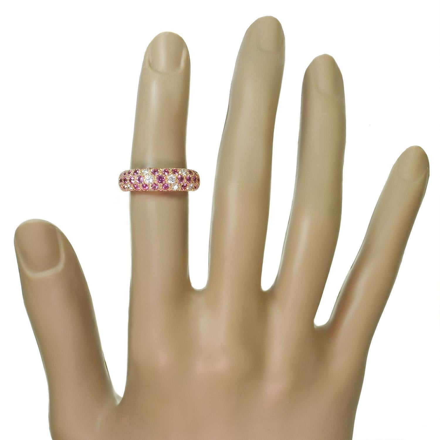Brilliant Cut Étincelle De Cartier Diamond Pink Sapphire Rose Gold Band Ring For Sale