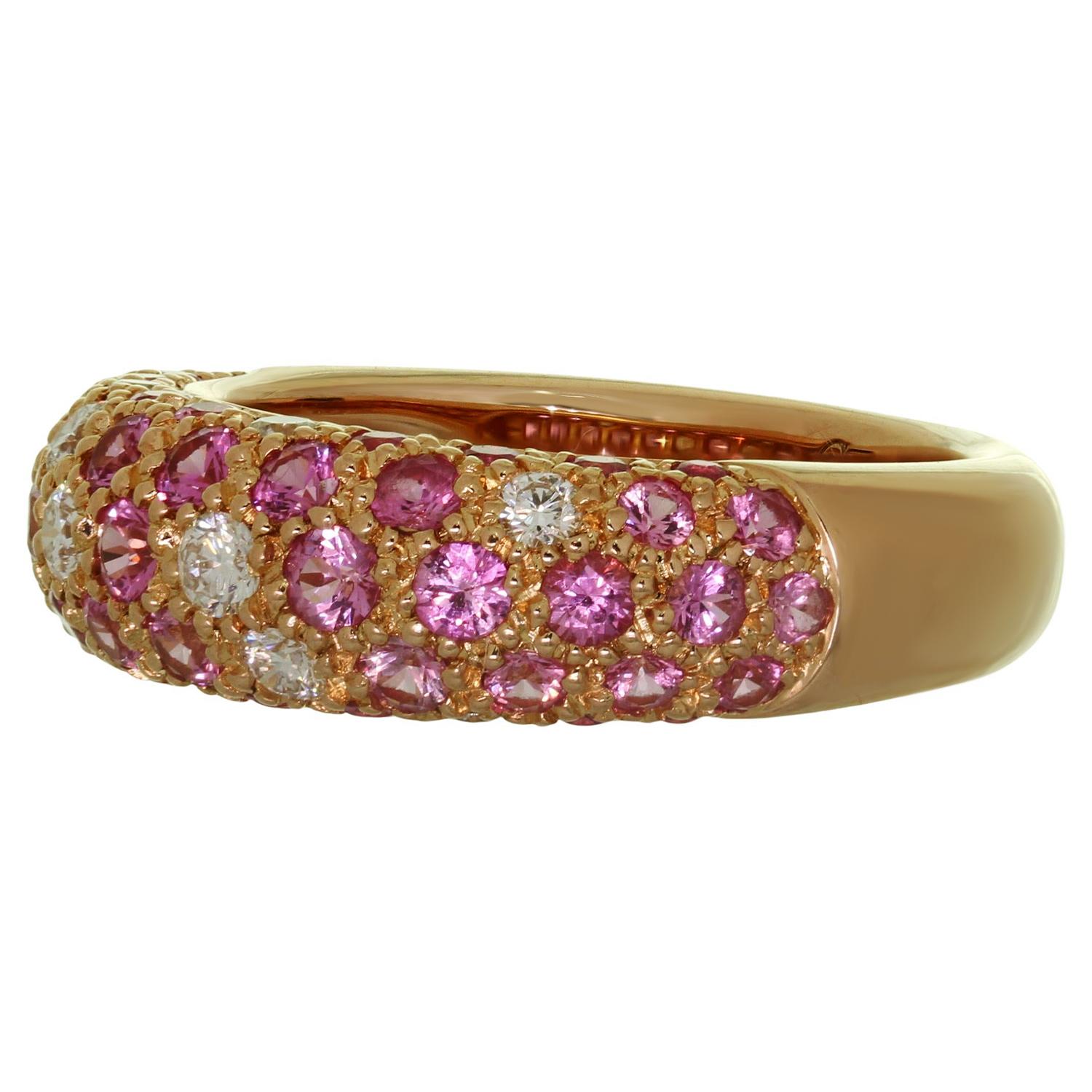 Étincelle De Cartier Diamant Rosa Saphir Rose Gold Band Ring im Angebot 1