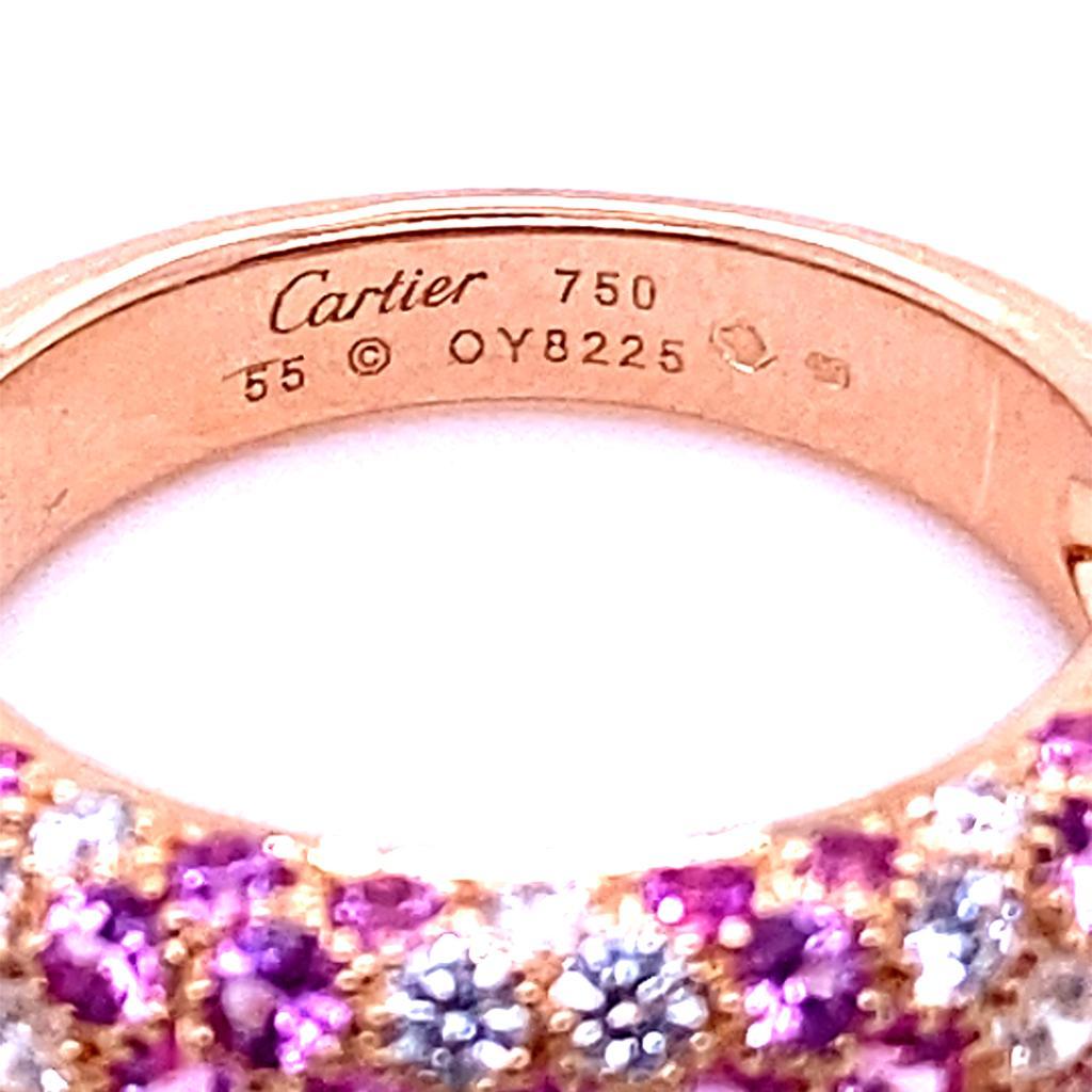 Women's Etincelle De Cartier Pink Sapphire Diamond Ring 18 Karat Rose Gold