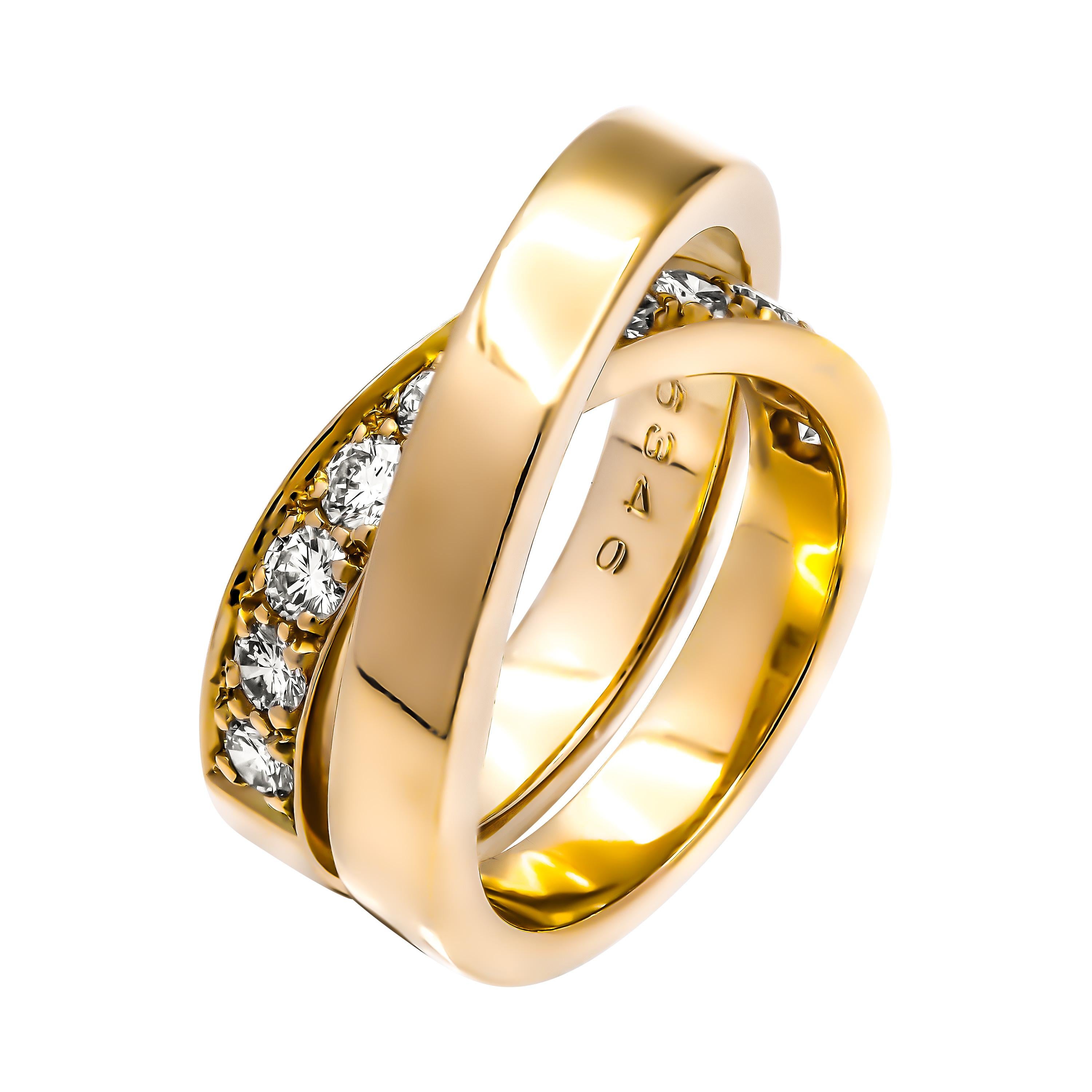 AUTHENTIC ETINCELLE DE CARTIER RING
Metal: 18K YELLOW GOLD
TCW of diamonds: 1.20CT 
Color: G
Clarity: VS1
Size: 52 
Engraved w/ original hallmark & individual serial number
Ring Measurements:
Band Thickness: 4.87mm at the thinnest point where twists