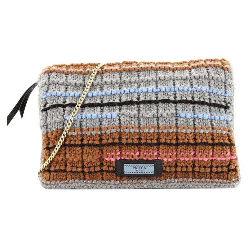 Etiquette Chain Flap Bag Cable Knit Wool Medium