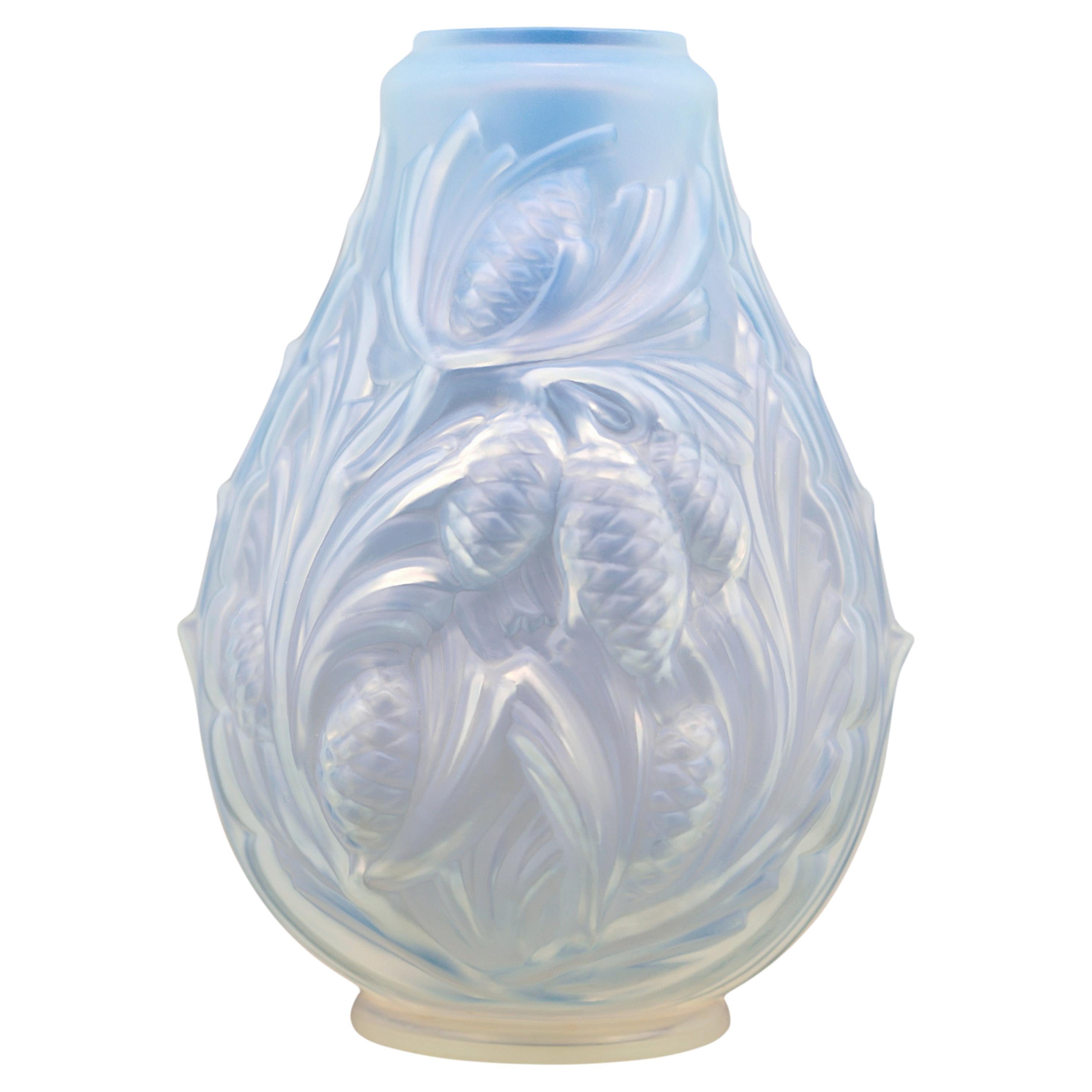 ETLING French Art Deco Frosted Glass Vase, 1930