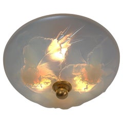 Französischer halb-fließender Art-Déco-Kronleuchter aus opalisierendem Glas, Etling, #10