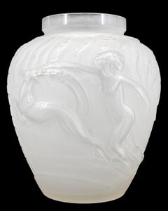 Etling Rare Art Deco Frosted Glass Vase, 1920
