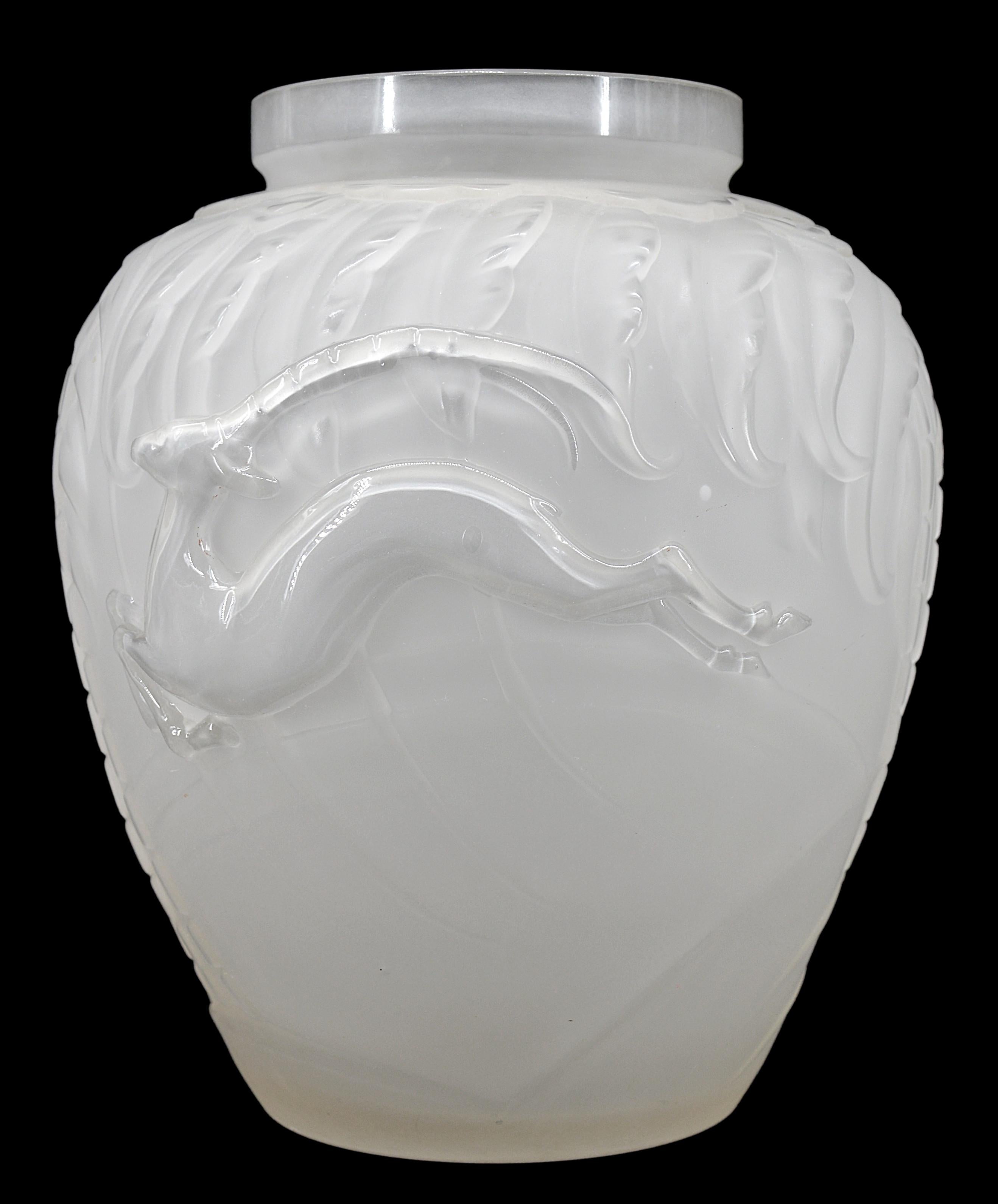 Raro vaso di vetro smerigliato Art Deco di Etling, 1920 In condizioni buone in vendita a Saint-Amans-des-Cots, FR